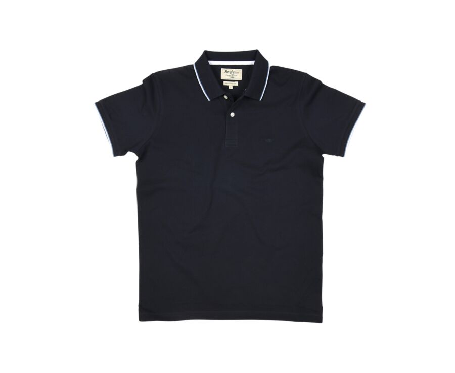 Navy and White Men's polo shirt - ALBERN