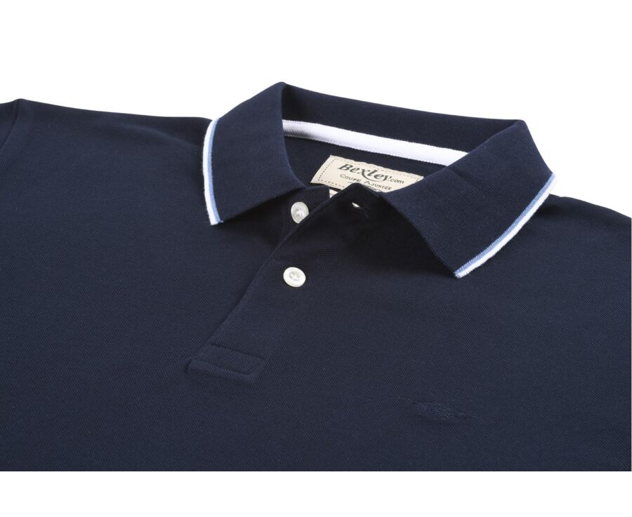 Navy and White Men's polo shirt - ALBERN