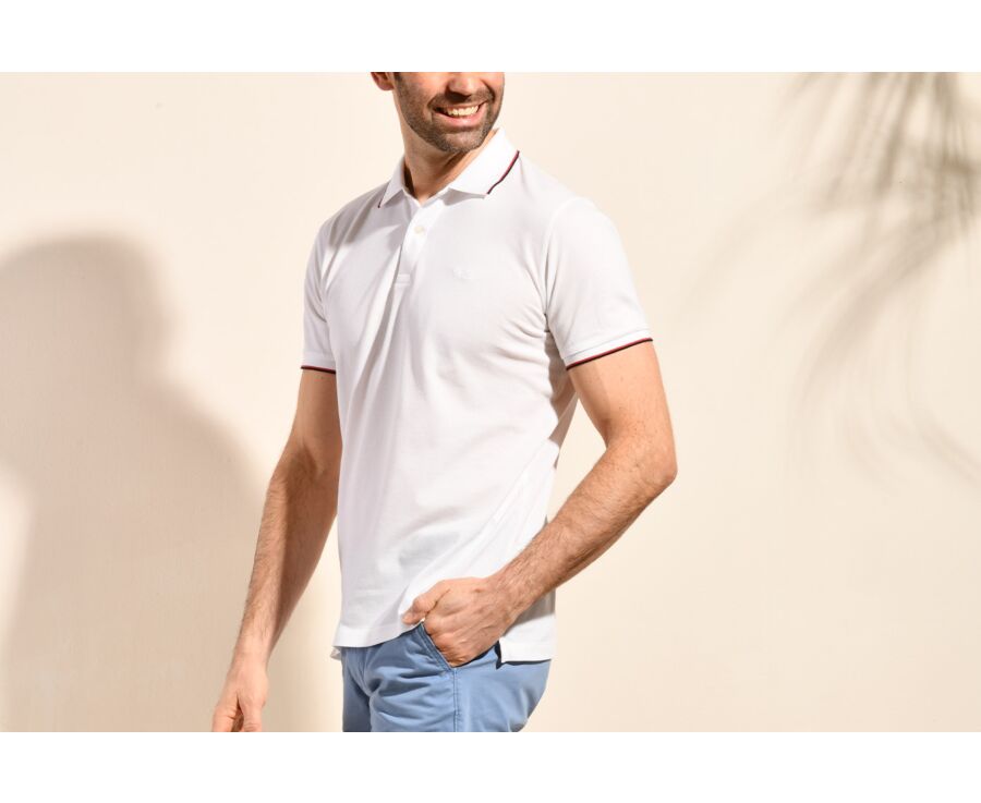 White and Navy Men's polo shirt - ALBERN