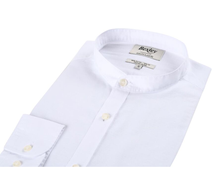 White plain cotton linen shirt - ELIBERT