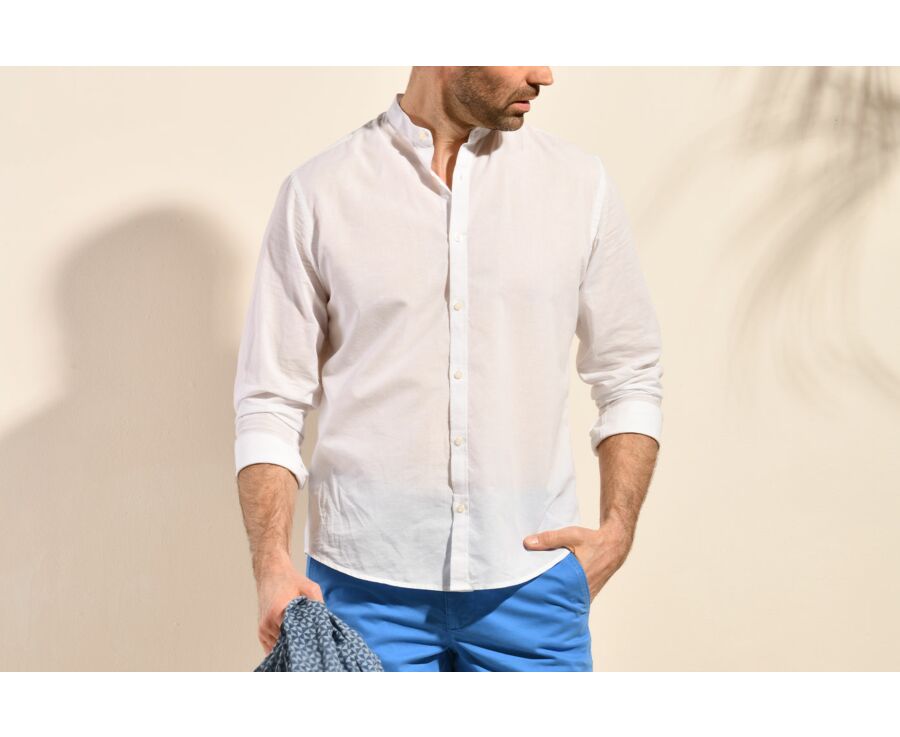 White plain cotton linen shirt - ELIBERT