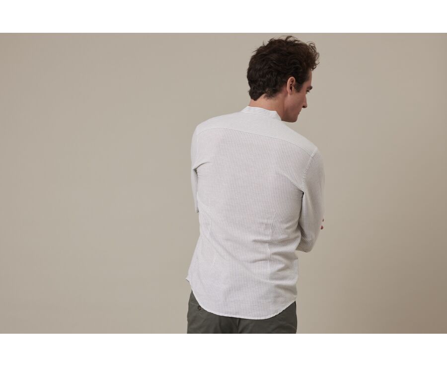 Plain Lime Green & White cotton linen shirt - ELIBERT