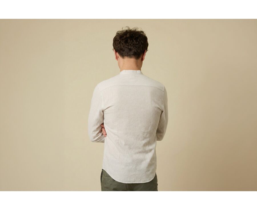 Plain Lime Green & White cotton linen shirt - ELIBERT