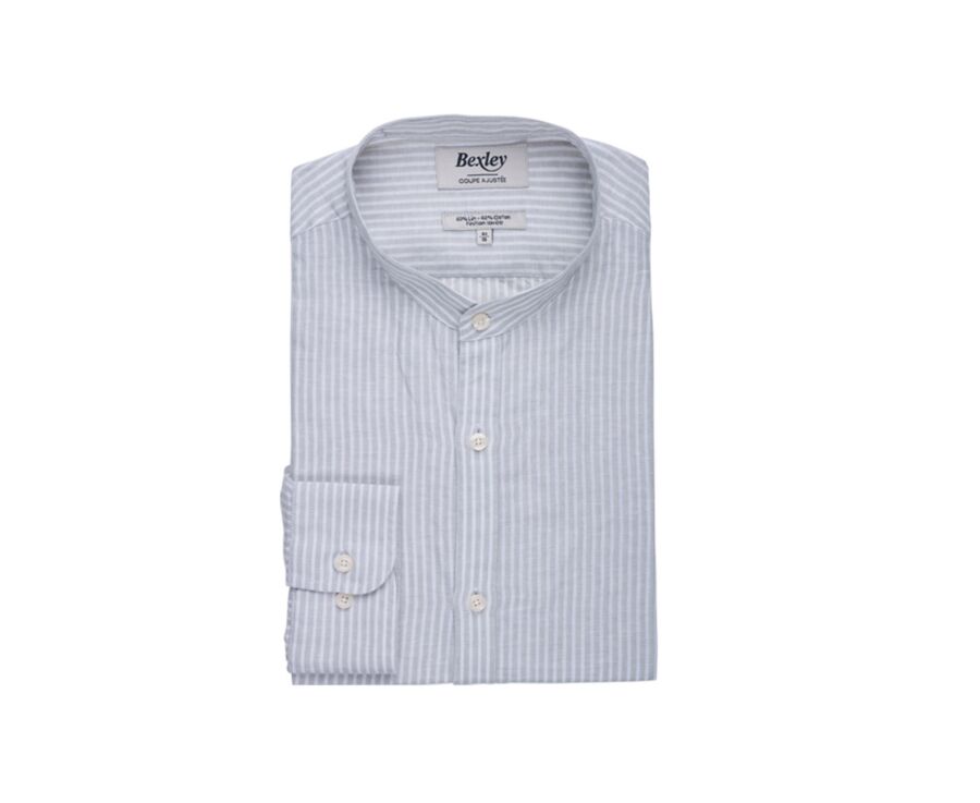 Plain Lime Green & White cotton linen shirt - ELIBERT