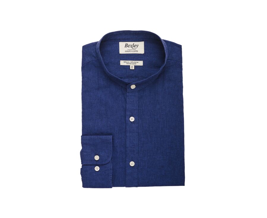 Chambray Indigo cotton linen shirt - ELIBERT