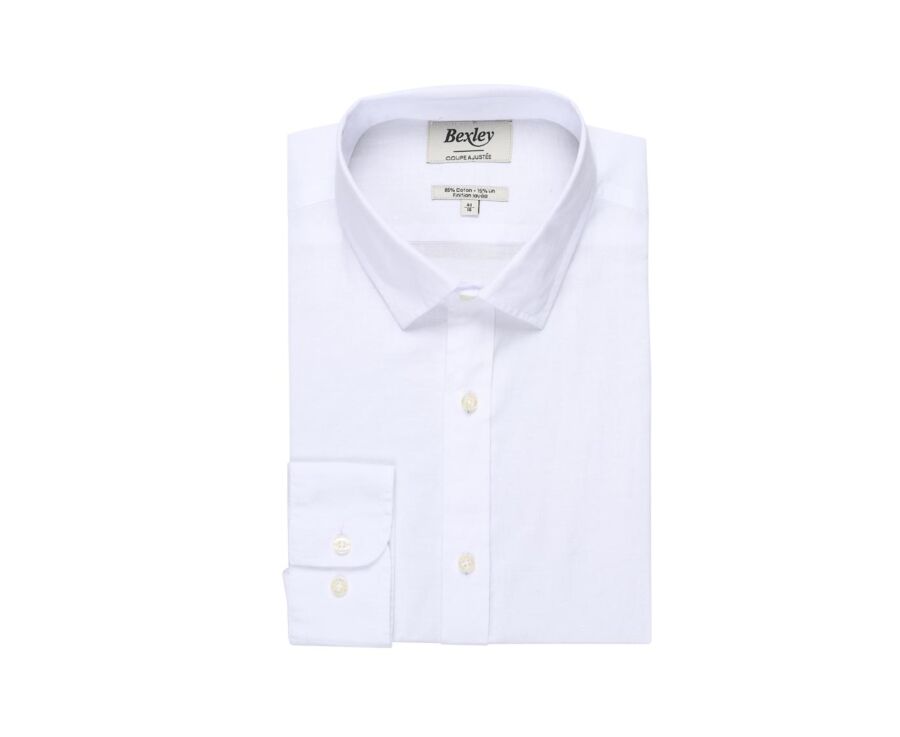 White plain cotton linen shirt - SILBERT