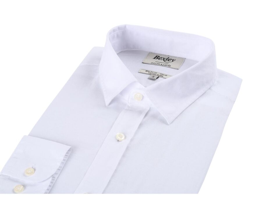 White plain cotton linen shirt - SILBERT