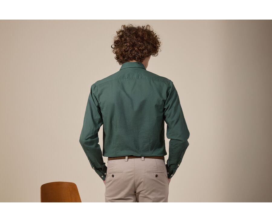 Plain Dark Green cotton linen shirt - SILBERT