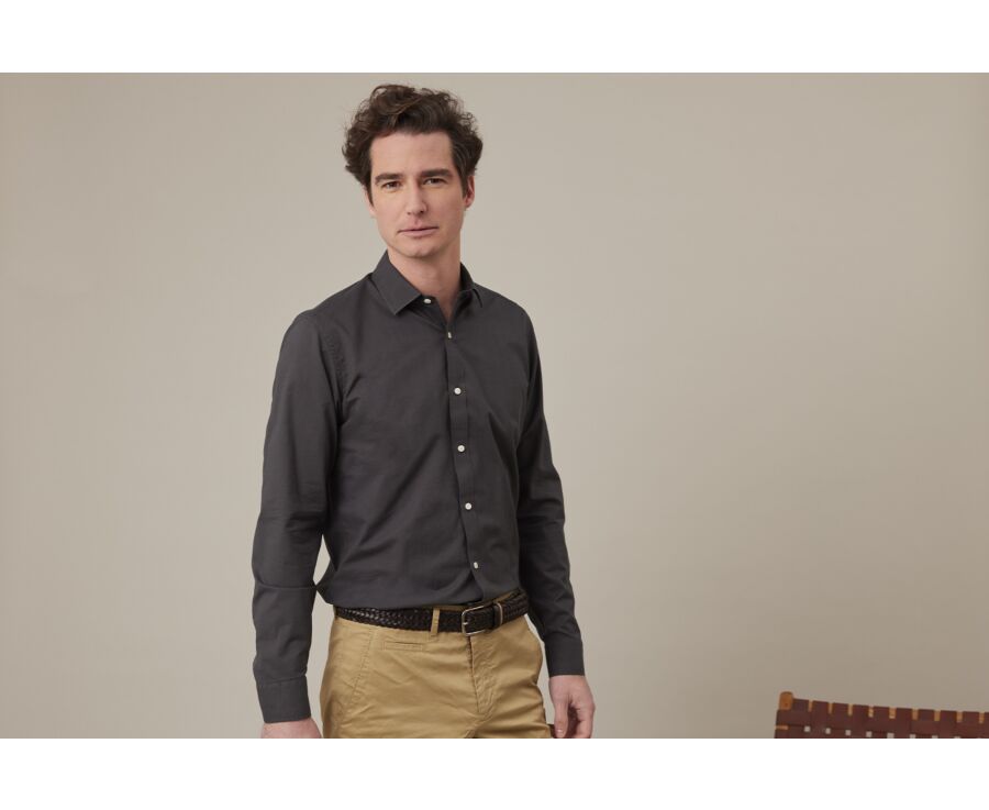 Charcoal cotton linen shirt - SILBERT
