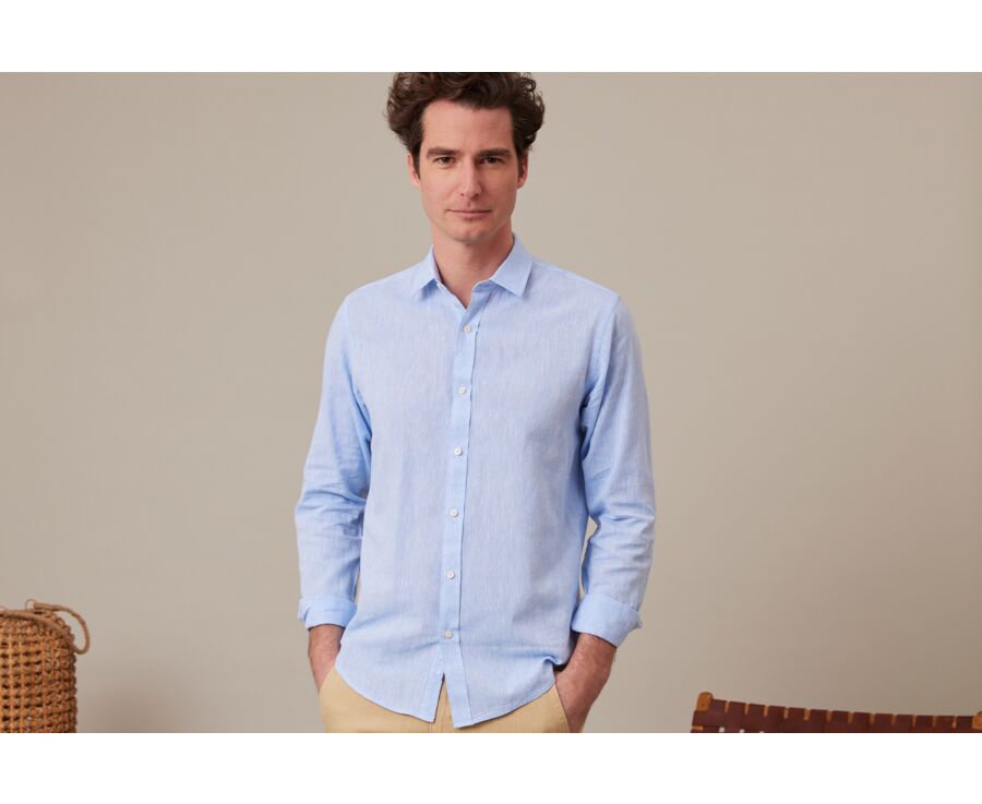 Blue Chambray cotton linen shirt - SILBERT