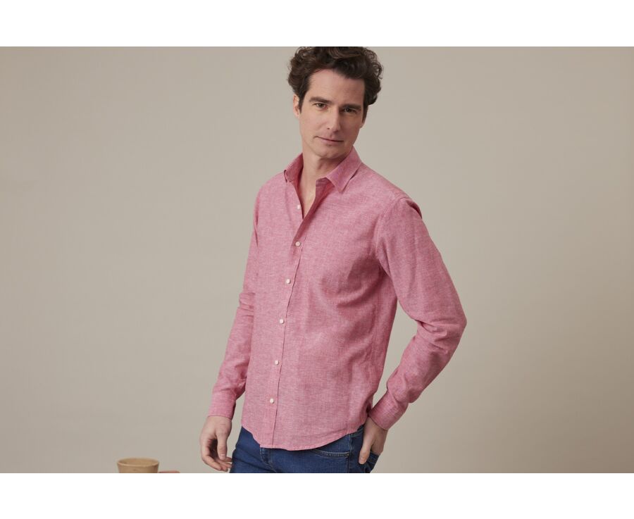 Red Chambray cotton linen shirt - SILBERT