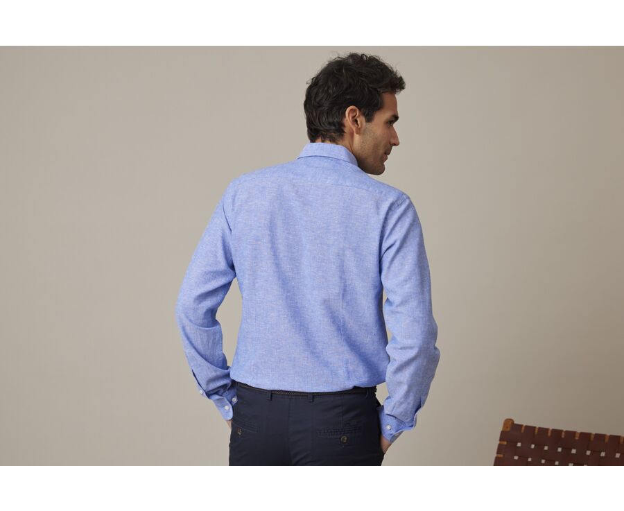 Blue Chambray & Ocean cotton linen shirt - SILBERT