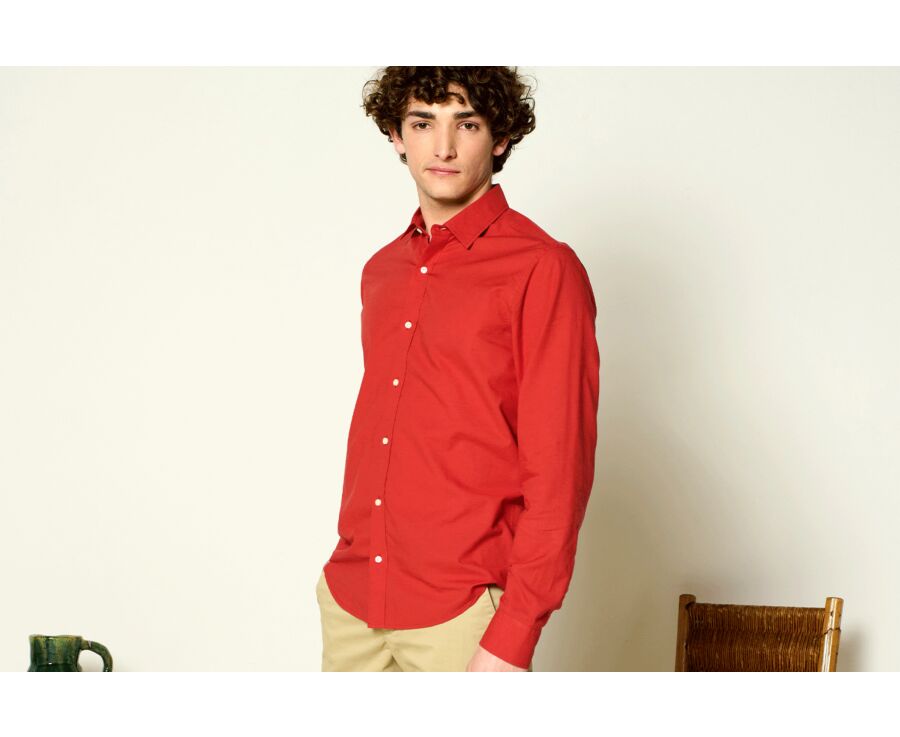 Ocher cotton linen shirt - SILBERT