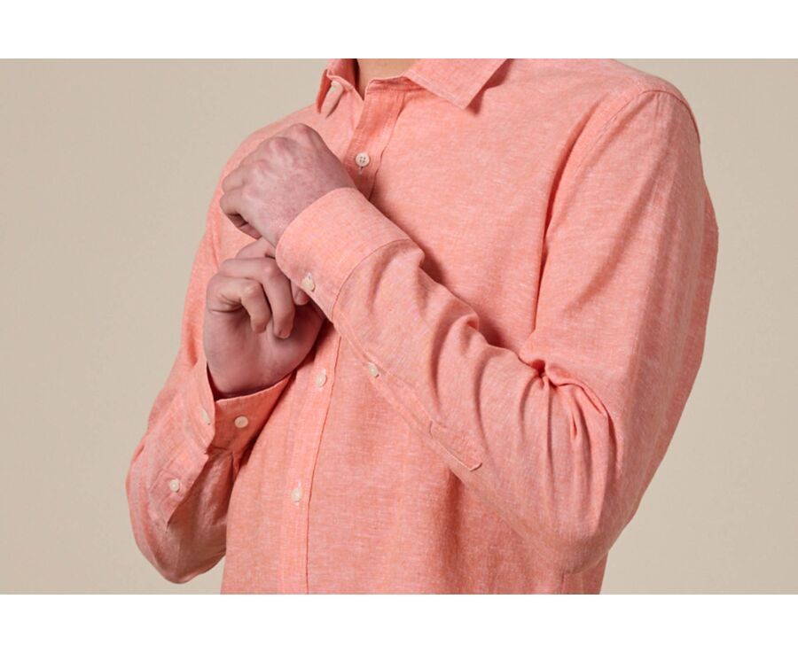 Orange Chambray cotton linen shirt - SILBERT