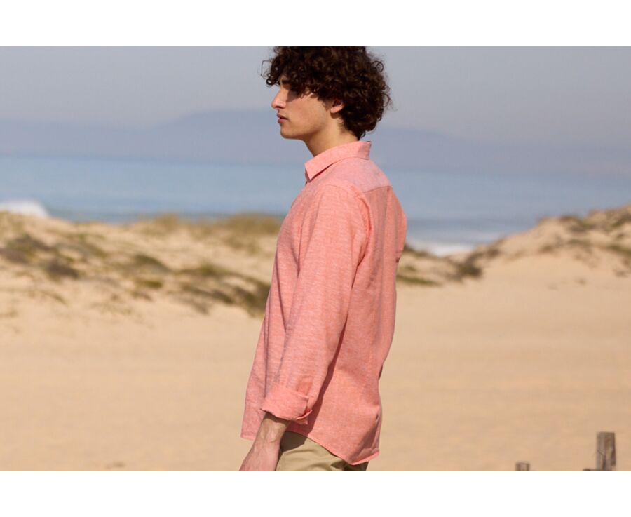 Orange Chambray cotton linen shirt - SILBERT