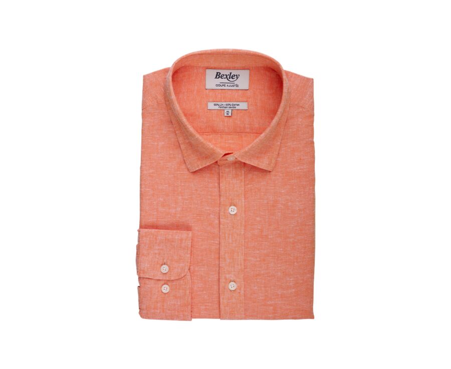 Orange Chambray cotton linen shirt - SILBERT