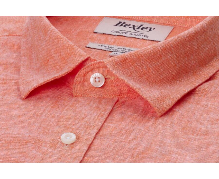 Orange Chambray cotton linen shirt - SILBERT
