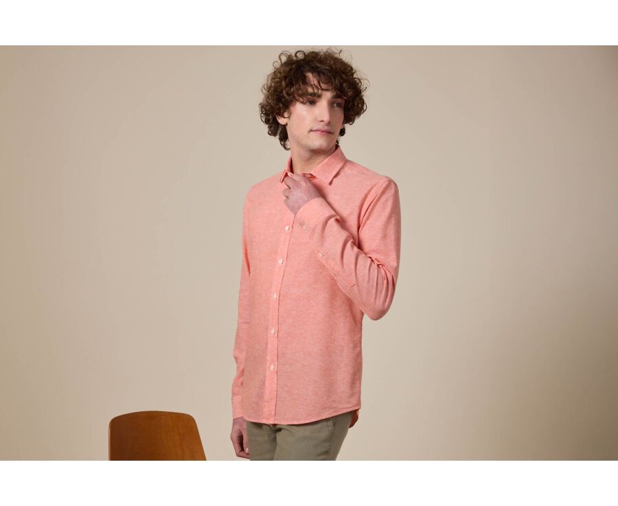 Orange Chambray cotton linen shirt - SILBERT