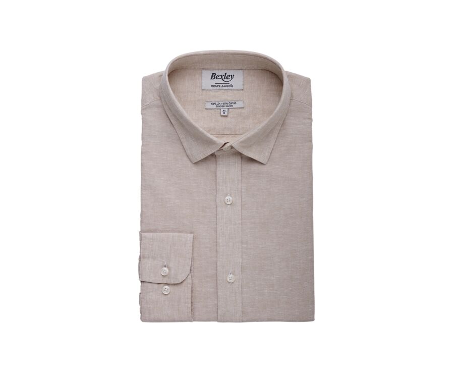 Beige Chambray cotton linen shirt - SILBERT