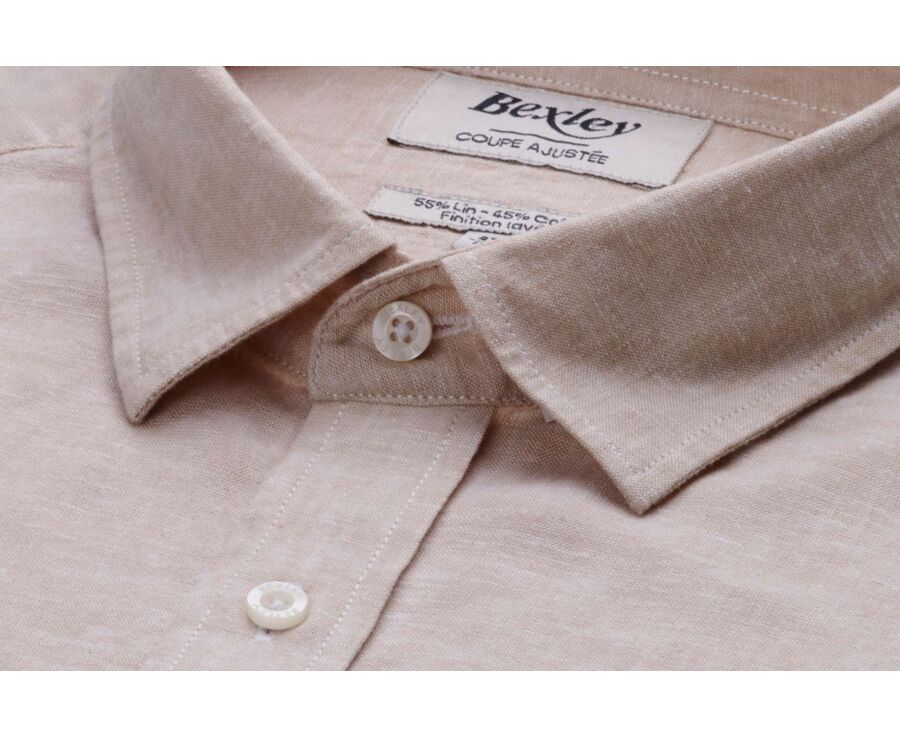 Beige Chambray cotton linen shirt - SILBERT