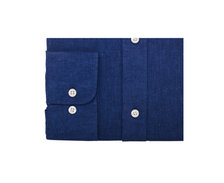 Indigo Chambray Cotton Linen Shirt - French Collar - SILBERT