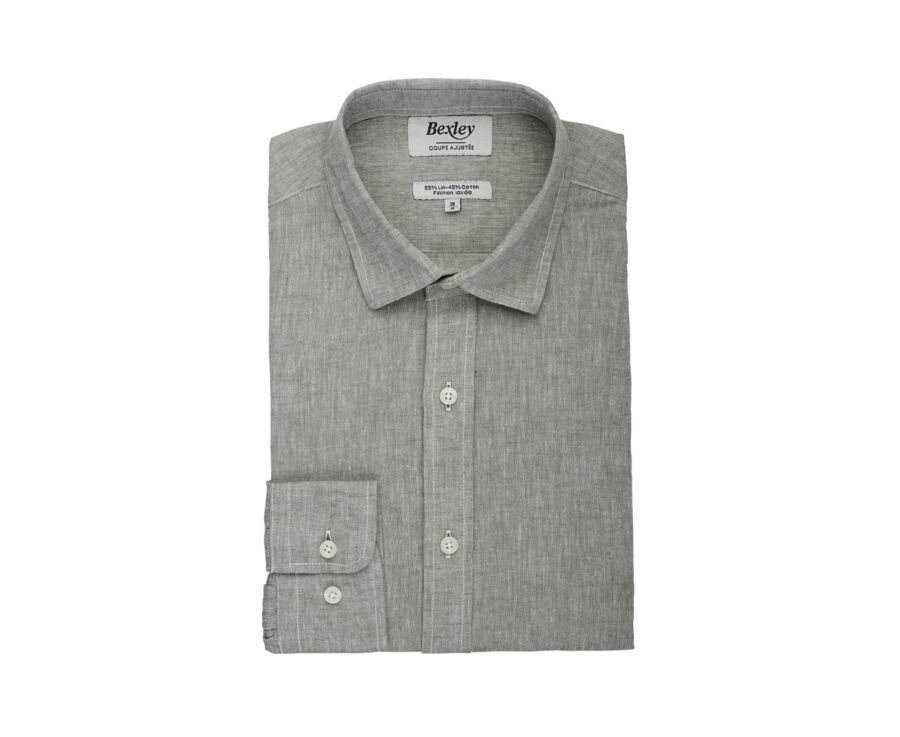 Men’s Green Khaki Chambray Shirt - SILBERT