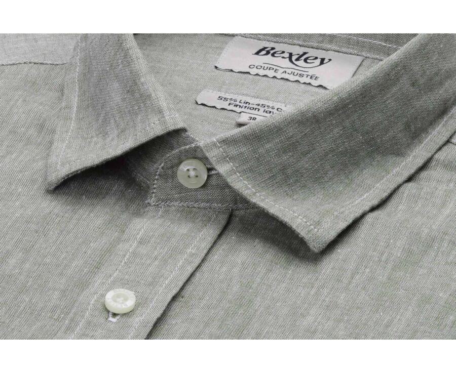 Men’s Green Khaki Chambray Shirt - SILBERT
