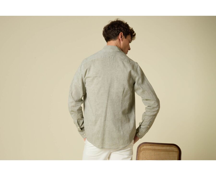 Men’s Green Khaki Chambray Shirt - SILBERT