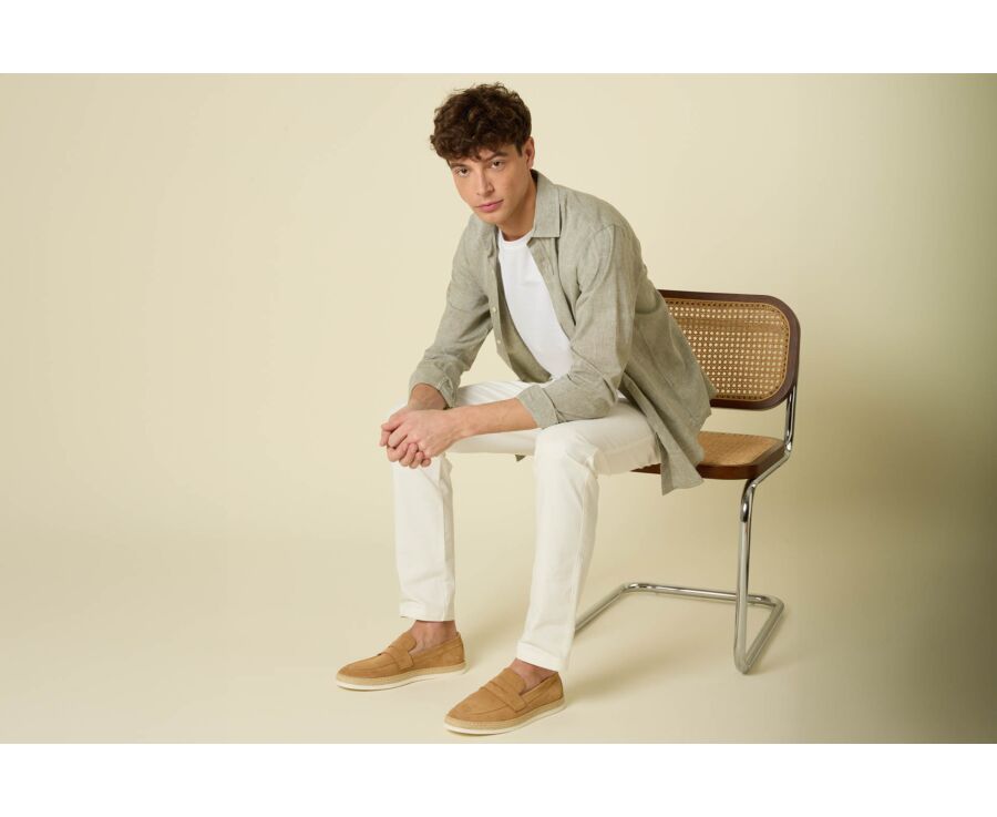 Men’s Green Khaki Chambray Shirt - SILBERT