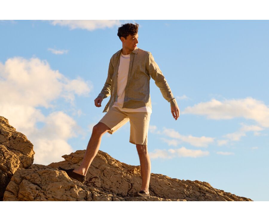 Men’s Green Khaki Chambray Shirt - SILBERT