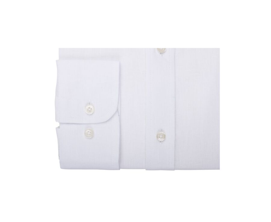 White Chambray Cotton Linen Shirt - French Collar - SILBERT