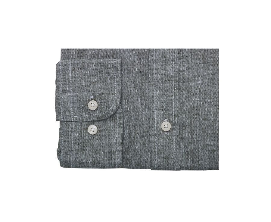 Dark Green Cotton Linen Shirt - French Collar - SILBERT