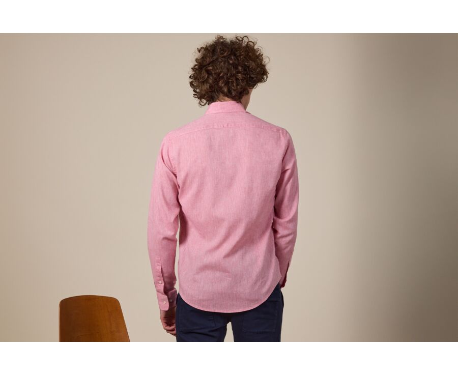 Old Rose Cotton Linen Shirt - French Collar - SILBERT