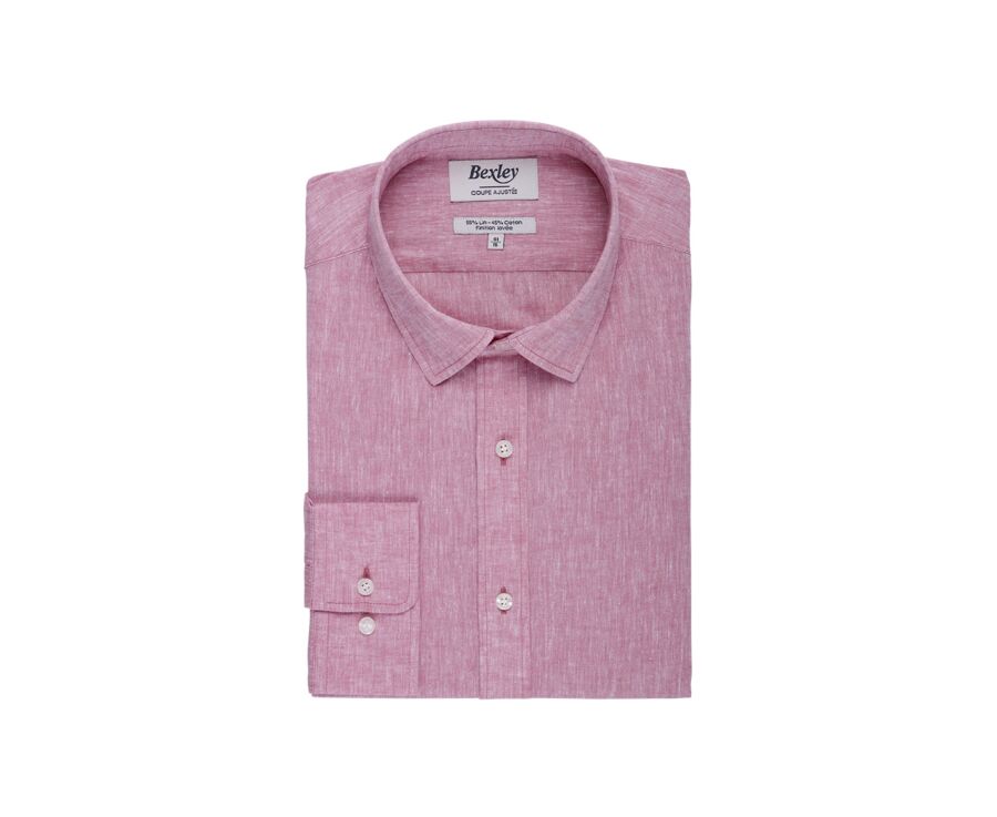 Old Rose Cotton Linen Shirt - French Collar - SILBERT