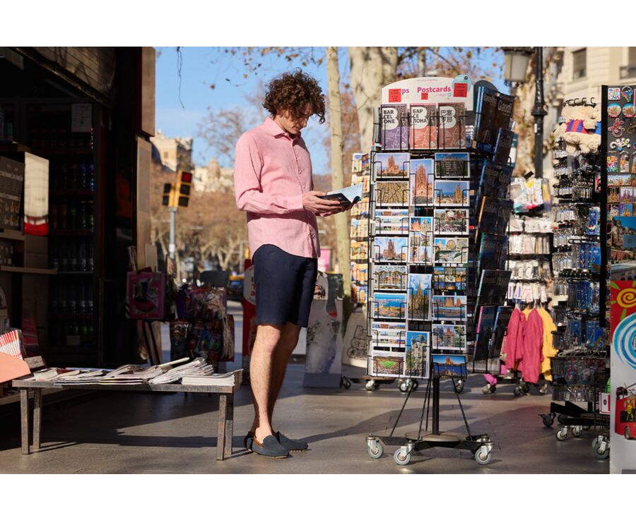 Old Rose Cotton Linen Shirt - French Collar - SILBERT