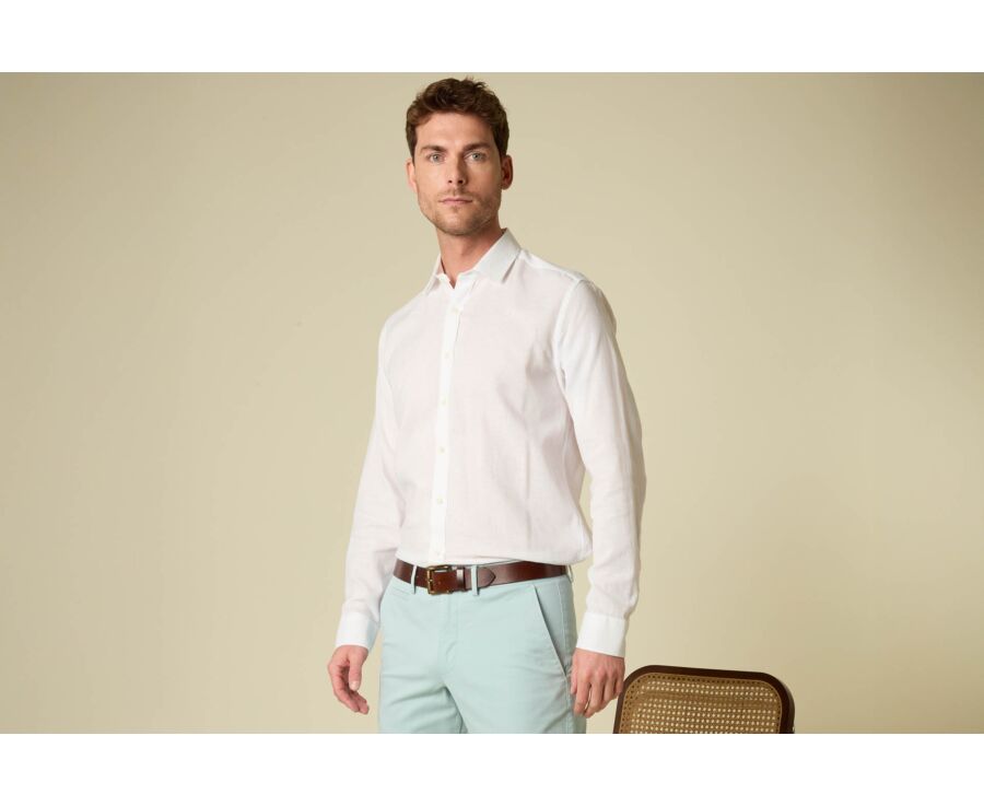 Men’s Patterned White Chambray Shirt - SILBERT