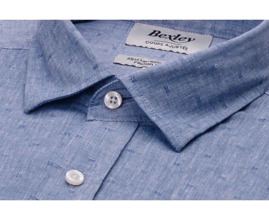 Men’s Patterned Blue Chambray Shirt - SILBERT