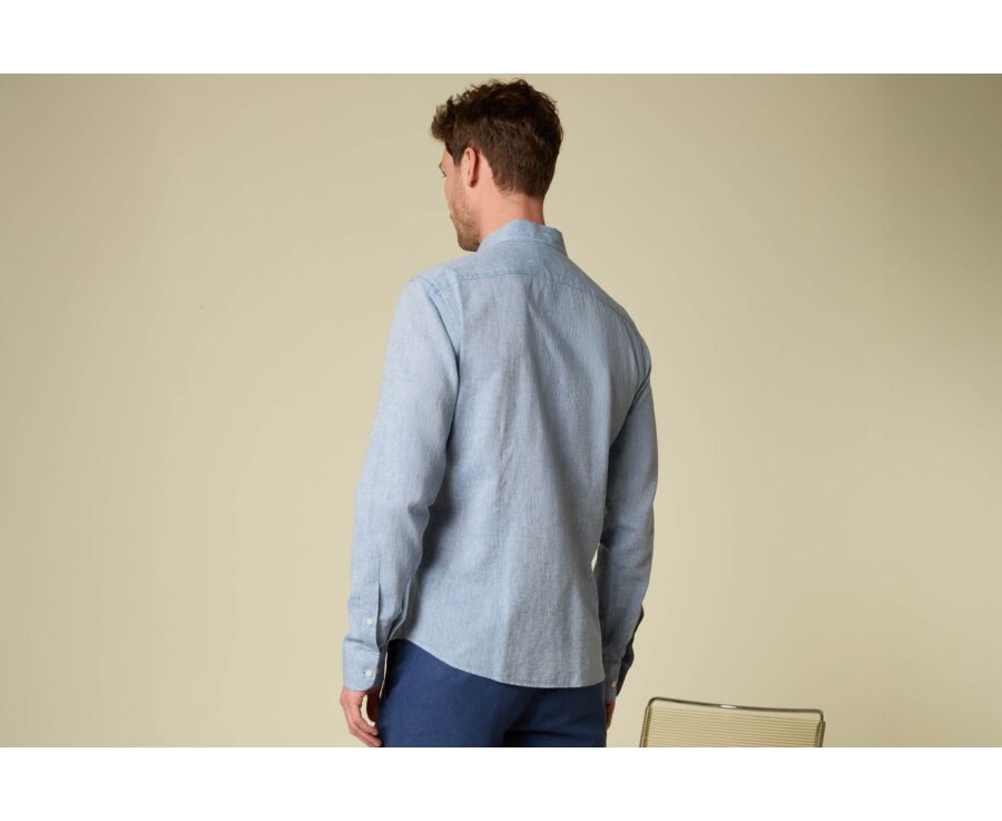 Men’s Patterned Blue Chambray Shirt - SILBERT