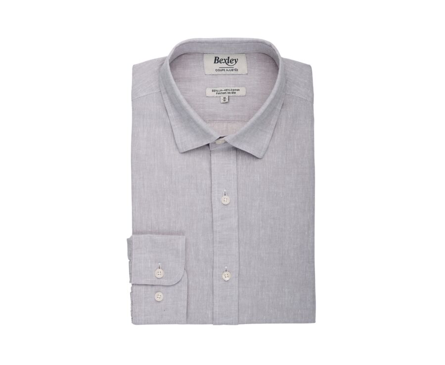 Men’s Light Greige Chambray Shirt - SILBERT