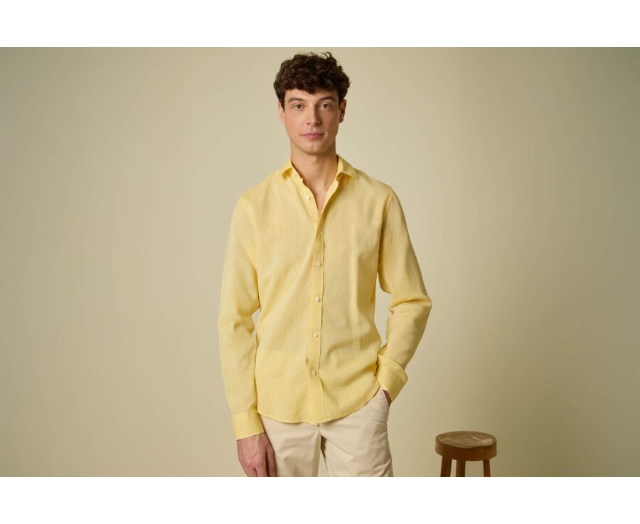 Men’s Pale Yellow Chambray Shirt - SILBERT