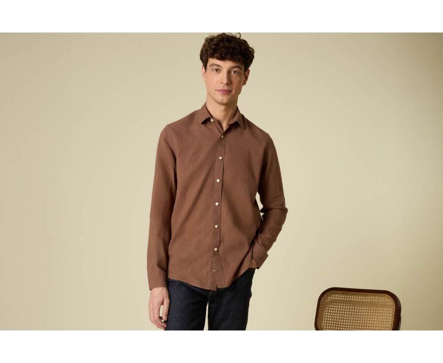 Men’s Mocha Chambray Shirt - SILBERT