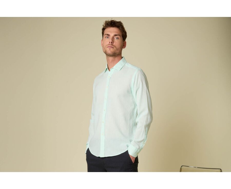 Men’s Pale Green Chambray Shirt - SILBERT