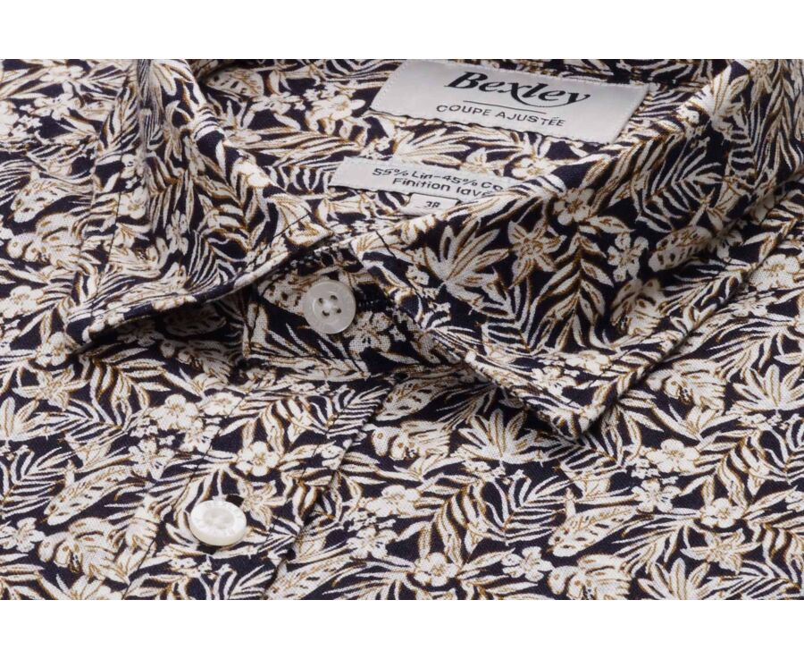 Men’s Navy and Camel Chambray Shirt - SILBERT