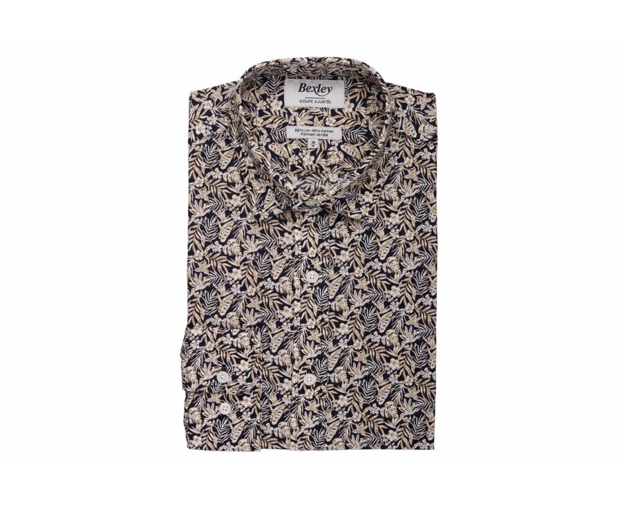 Men’s Navy and Camel Chambray Shirt - SILBERT