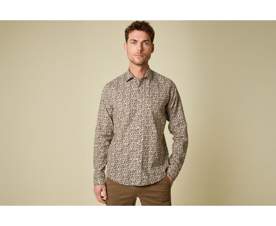 Men’s Navy and Camel Chambray Shirt - SILBERT