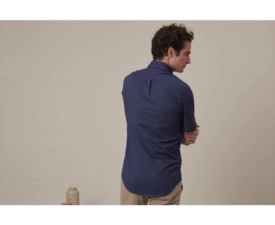Navy cotton linen shirt - Chest pocket - COLTEN MC
