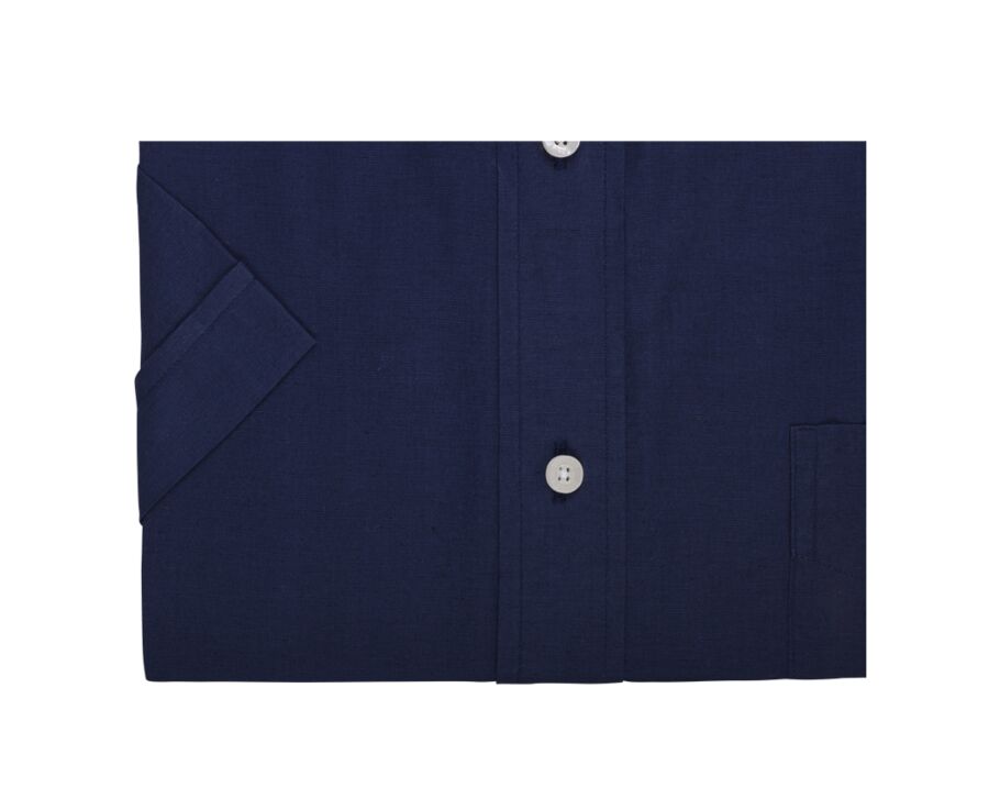 Navy cotton linen shirt - Chest pocket - COLTEN MC