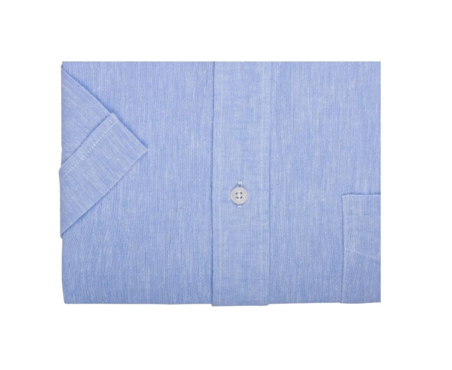 Blue Chambray cotton linen shirt - Chest pocket - COLTEN MC