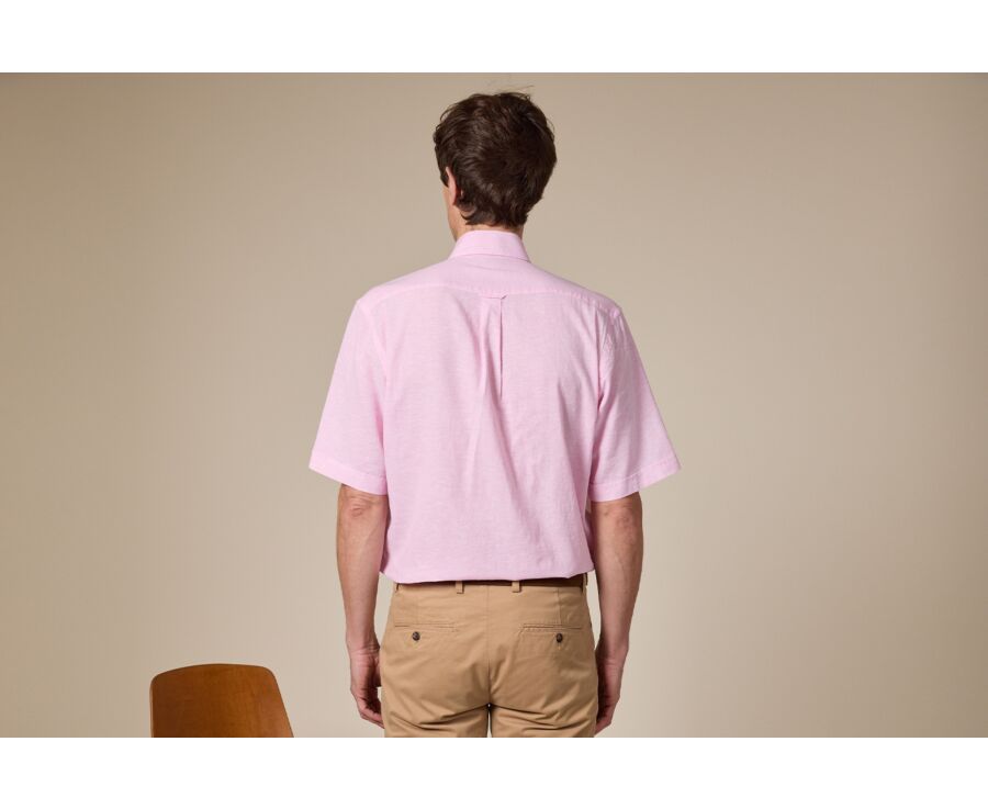 Pink Chambray cotton linen shirt - Chest pocket - COLTEN MC