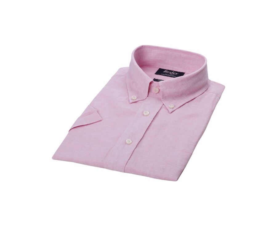 Pink Chambray cotton linen shirt - Chest pocket - COLTEN MC